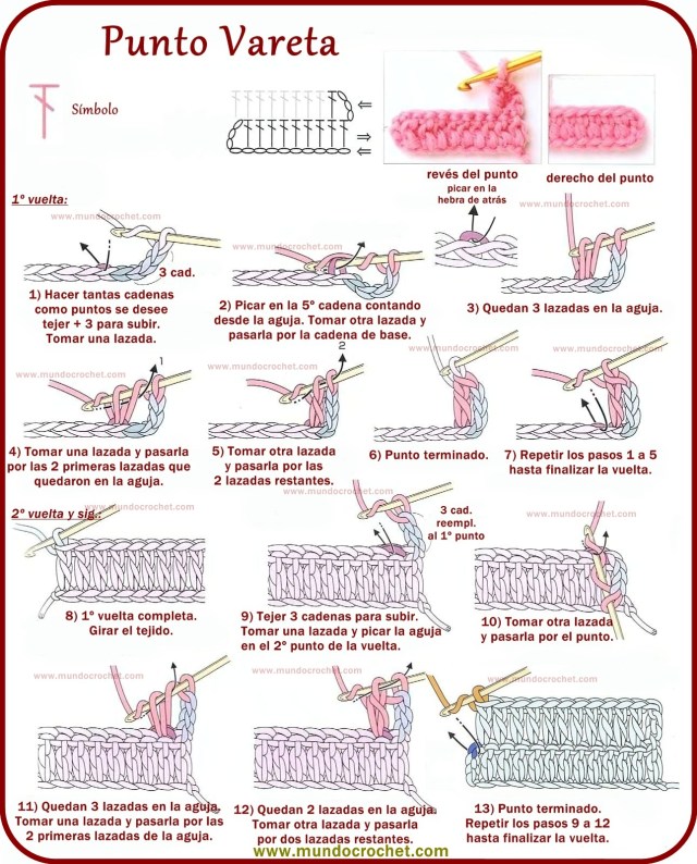 Punto vareta o punto alto en crochet o ganchillo