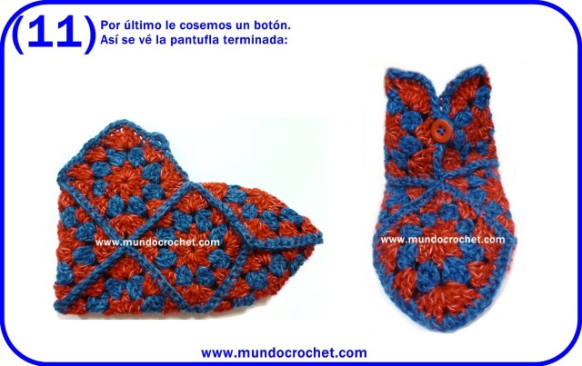 Patron pantuflas o zapatos a crochet o ganchillo de cuadrados granny con paso a paso