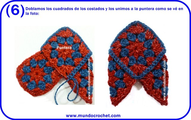 Patron pantuflas o zapatos a crochet o ganchillo de cuadrados granny con paso a paso