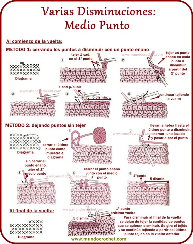 Como realizar aumentos y disminuciones en crochet o ganchillo