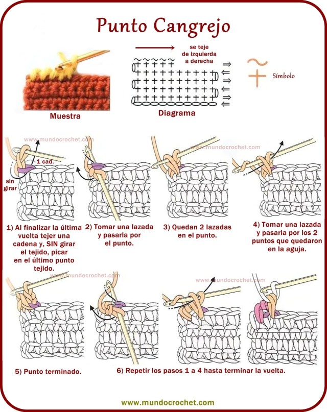 Punto cangrejo a crochet o ganchillo