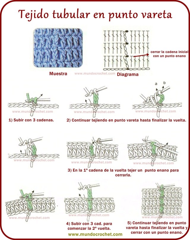 Como tejer en redondo en forma tubular a crochet o ganchillo