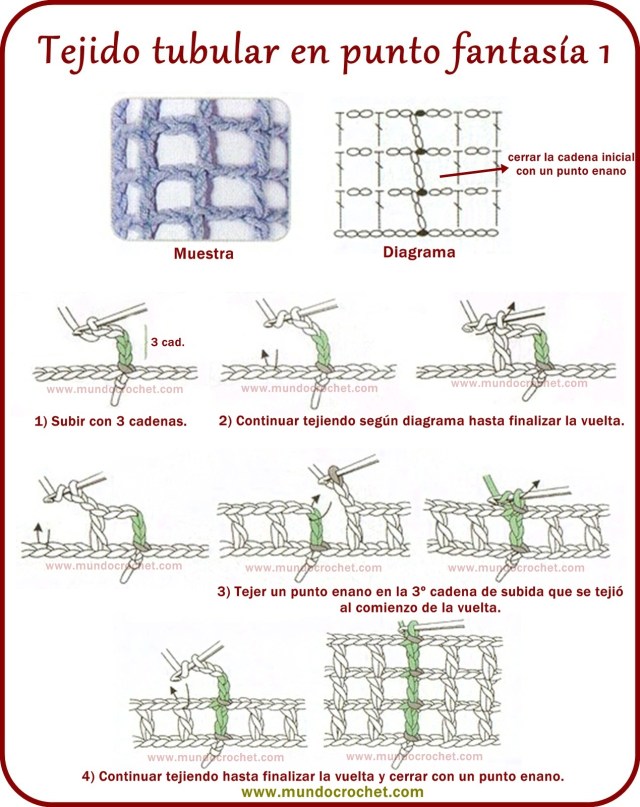 Como tejer en redondo en forma tubular a crochet o ganchillo