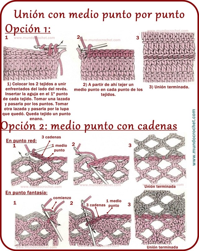 Como realizar uniones en crochet o ganchillo