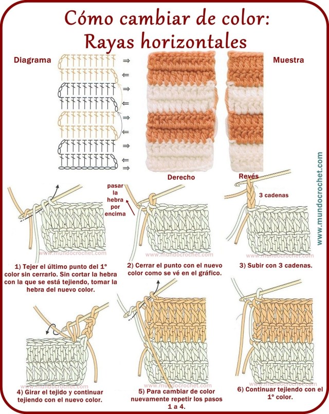 Como realizar cambios de color en crochet o ganchillo