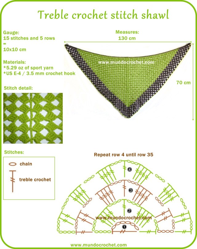 Treble crochet stitch shawl