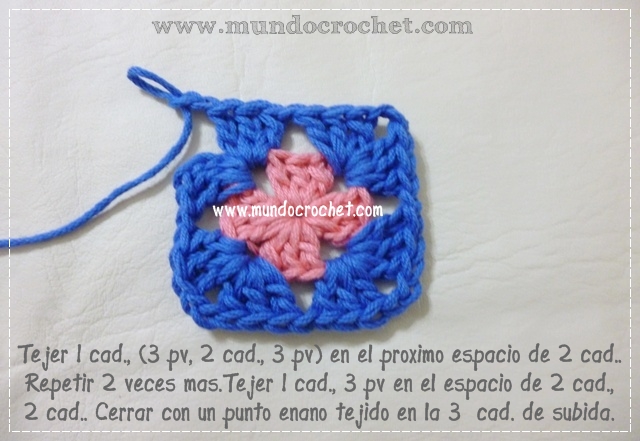 Como tejer un cuadrado granny a crochet o ganchillo con patron y paso a paso