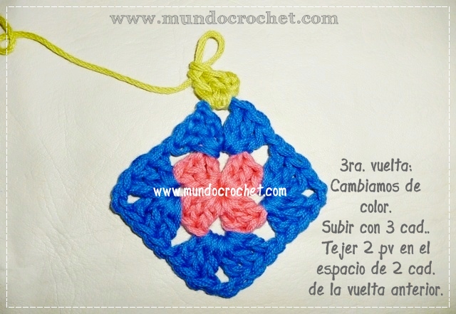 Como tejer un cuadrado granny a crochet o ganchillo con patron y paso a paso
