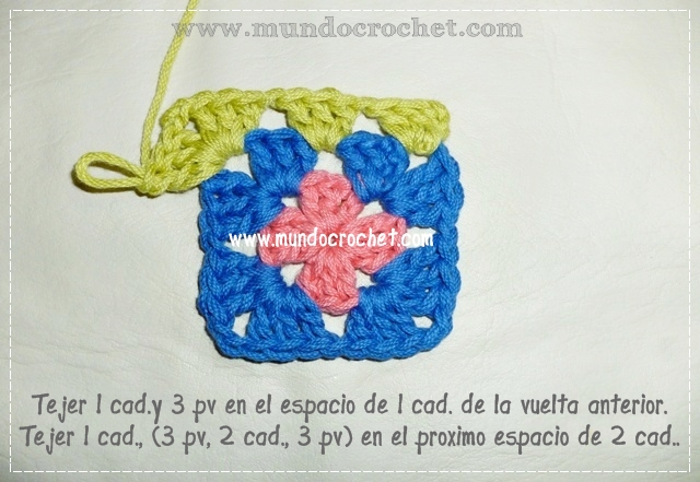 Como tejer un cuadrado granny a crochet o ganchillo con patron y paso a paso