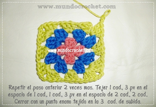 Como tejer un cuadrado granny a crochet o ganchillo con patron y paso a paso