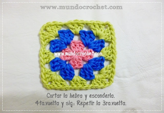 Como tejer un cuadrado granny a crochet o ganchillo con patron y paso a paso