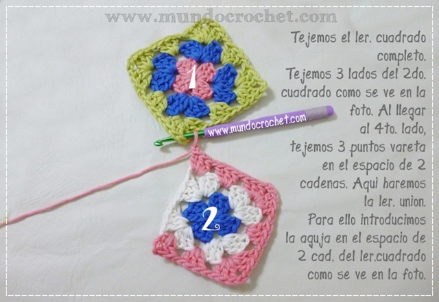 Como unir cuadrados granny a crochet o ganchillo paso a paso