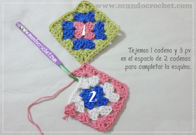 Como unir cuadrados granny a crochet o ganchillo paso a paso