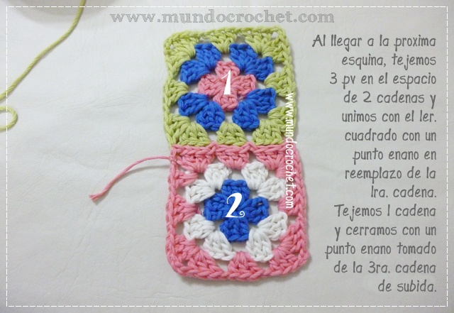 Como unir cuadrados granny a crochet o ganchillo paso a paso