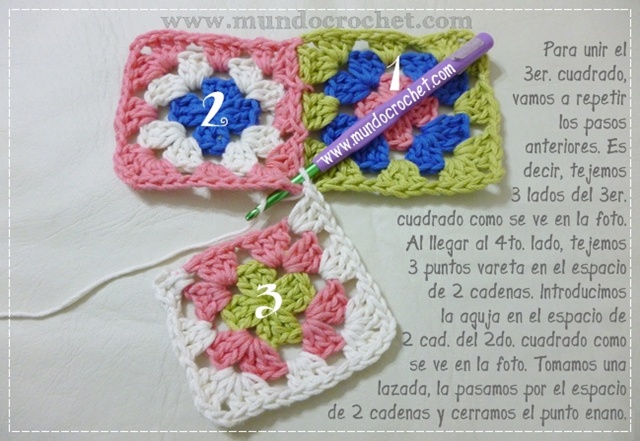 Como unir cuadrados granny a crochet o ganchillo paso a paso
