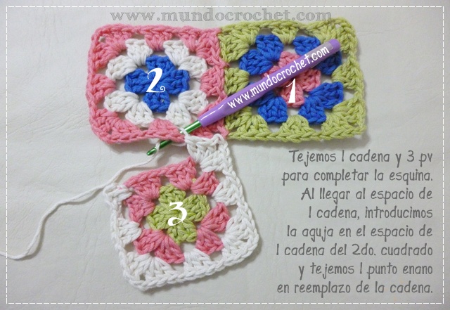 Como unir cuadrados granny a crochet o ganchillo paso a paso