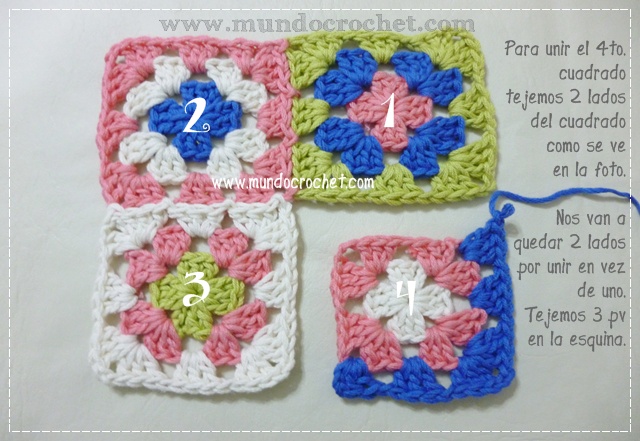 Como unir cuadrados granny a crochet o ganchillo paso a paso