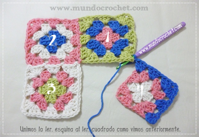 Como unir cuadrados granny a crochet o ganchillo paso a paso