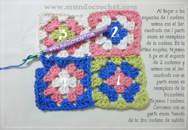 Como unir cuadrados granny a crochet o ganchillo paso a paso
