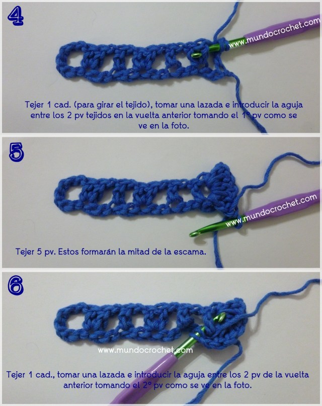Como tejer el punto cocodrilo o escama a crochet o ganchillo paso a paso