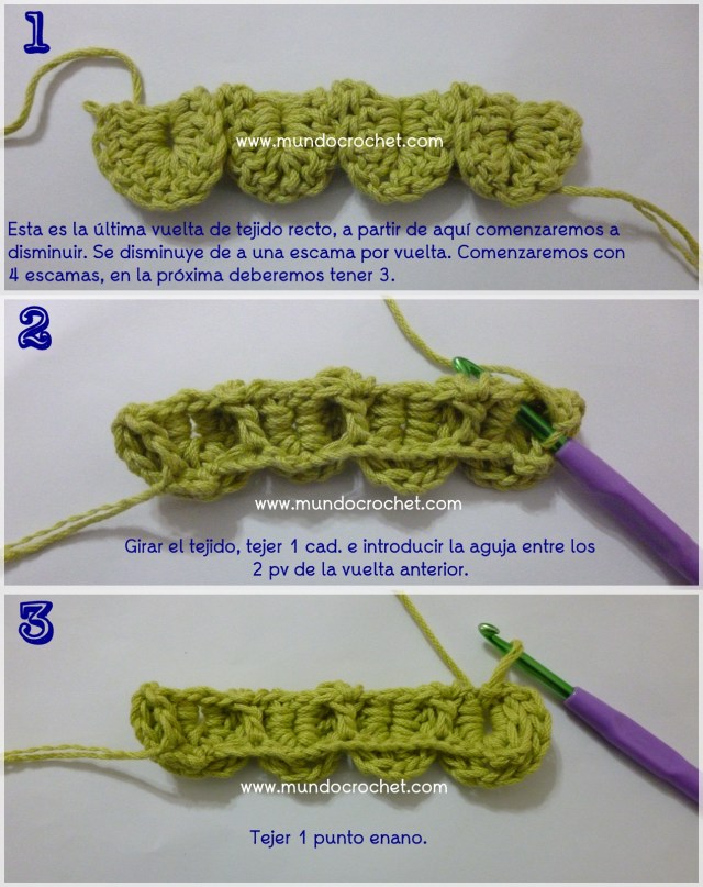 Como tejer el punto cocodrilo o escama a crochet o ganchillo paso a paso