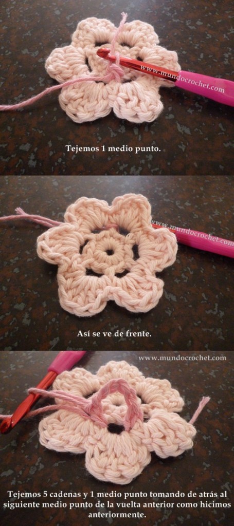 Como tejer una flor en capas a crochet o ganchillo paso a paso