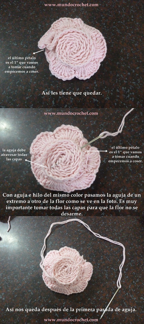 Como tejer una rosa o flor enrollada crochet o ganchillo paso a paso