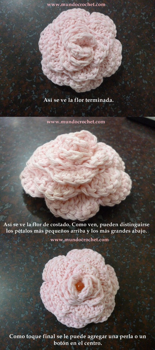 Como tejer una rosa o flor enrollada crochet o ganchillo paso a paso