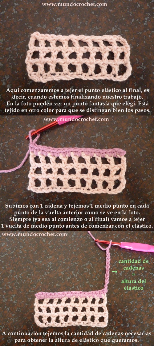 Como tejer el punto elastico en medio punto a crochet o ganchillo paso a paso