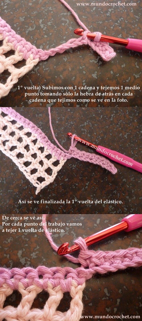 Como tejer el punto elastico en medio punto a crochet o ganchillo paso a paso