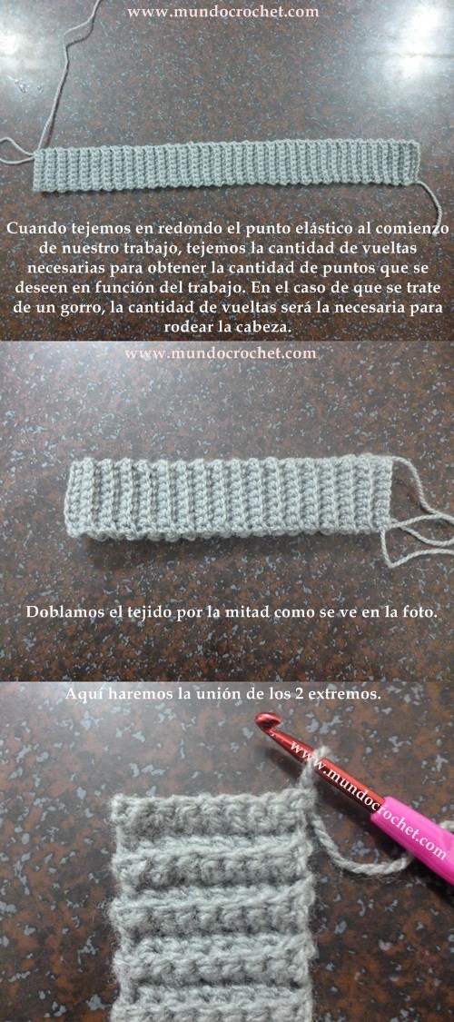 Como tejer el punto elastico en medio punto a crochet o ganchillo paso a paso