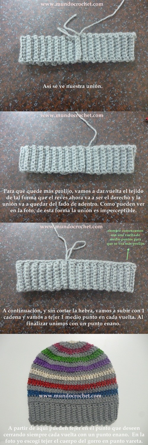 Como tejer el punto elastico en medio punto a crochet o ganchillo paso a paso