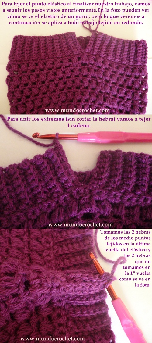 Como tejer el punto elastico en medio punto a crochet o ganchillo paso a paso