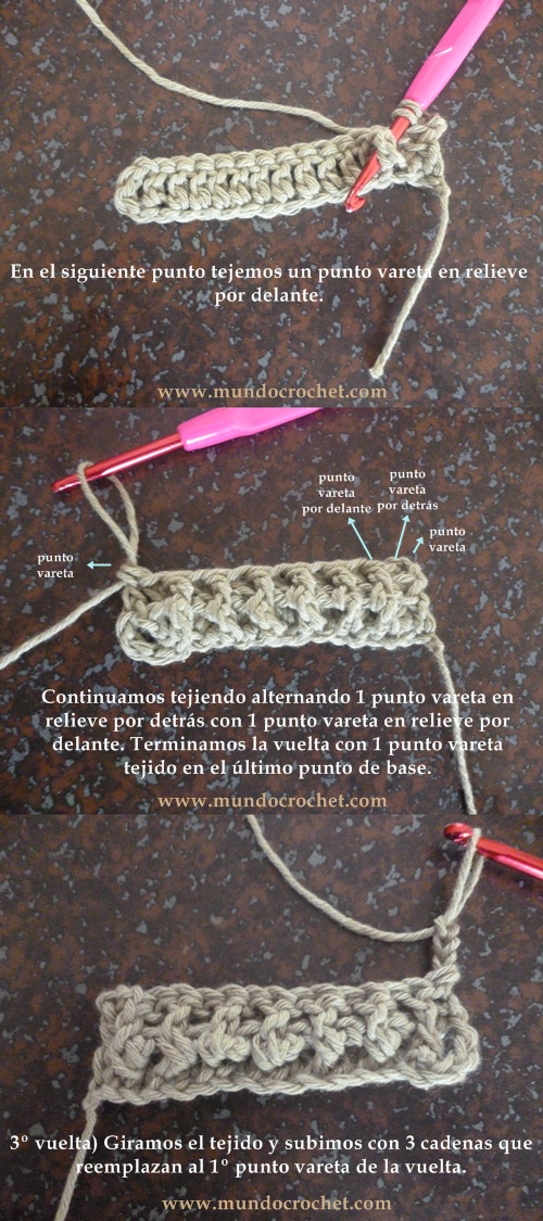 Como tejer el punto elastico en crochet o ganchillo paso a paso