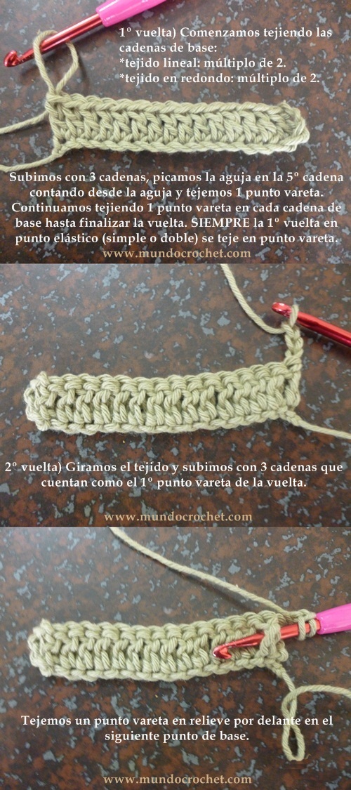 Como tejer el punto elastico en crochet o ganchillo paso a paso