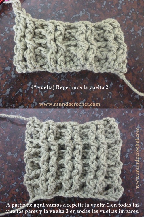 Como tejer el punto elastico en crochet o ganchillo paso a paso