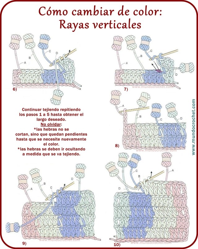 Como realizar cambios de color en crochet o ganchillo