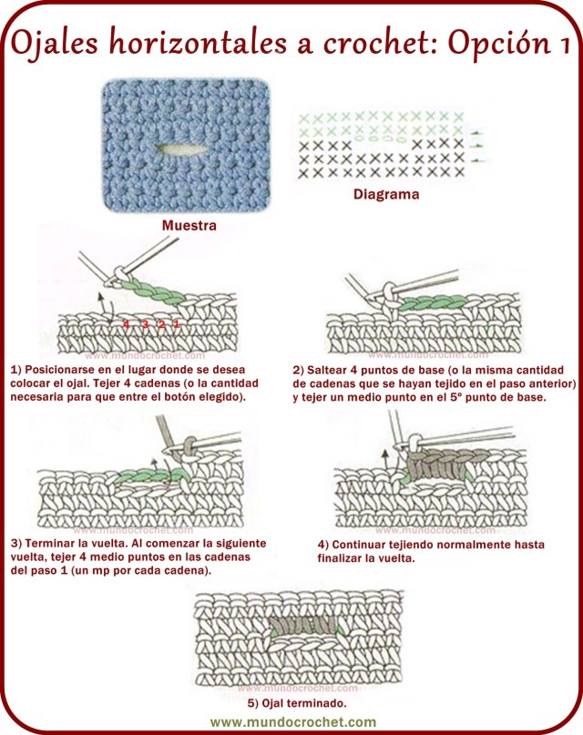 Como tejer ojales a crochet o ganchillo
