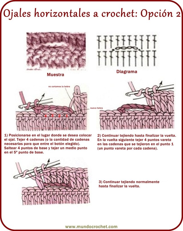 Como tejer ojales a crochet o ganchillo