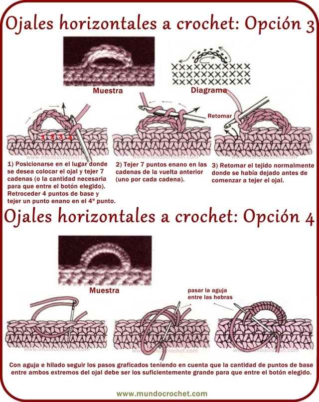 Como tejer ojales a crochet o ganchillo