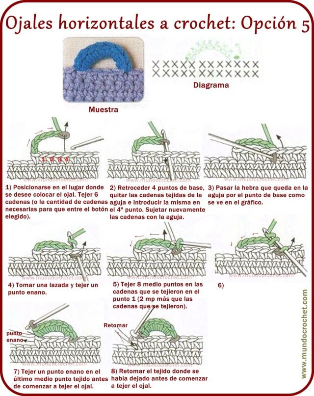 Como tejer ojales a crochet o ganchillo