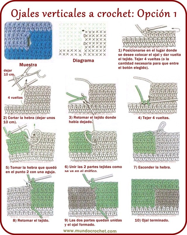 Como tejer ojales a crochet o ganchillo