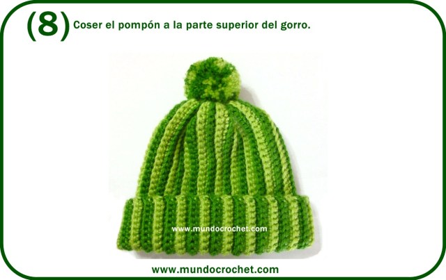 Patron gorro a crochet o ganchillo con rayas verticales con paso a paso