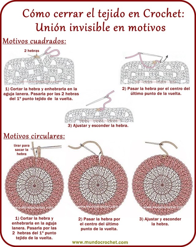 Como cerrar el tejido y esconder la hebra en crochet o ganchillo