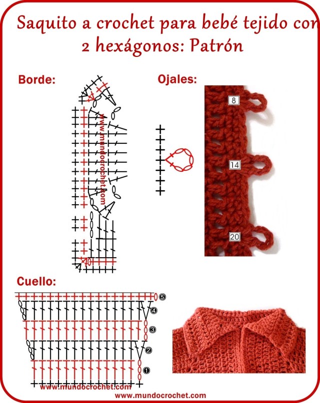 Patron campera o saquito tejida con 2 hexagonos a crochet o ganchillo con paso a paso o tutorial