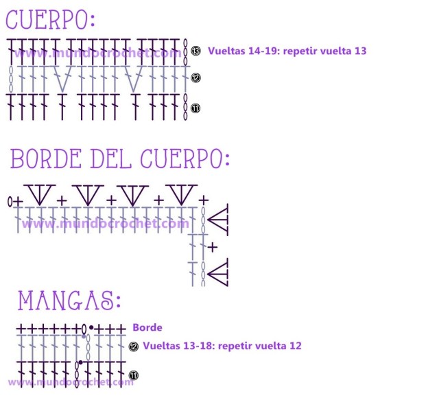 Patron saquito o camperita simple para bebe a crochet o ganchillo