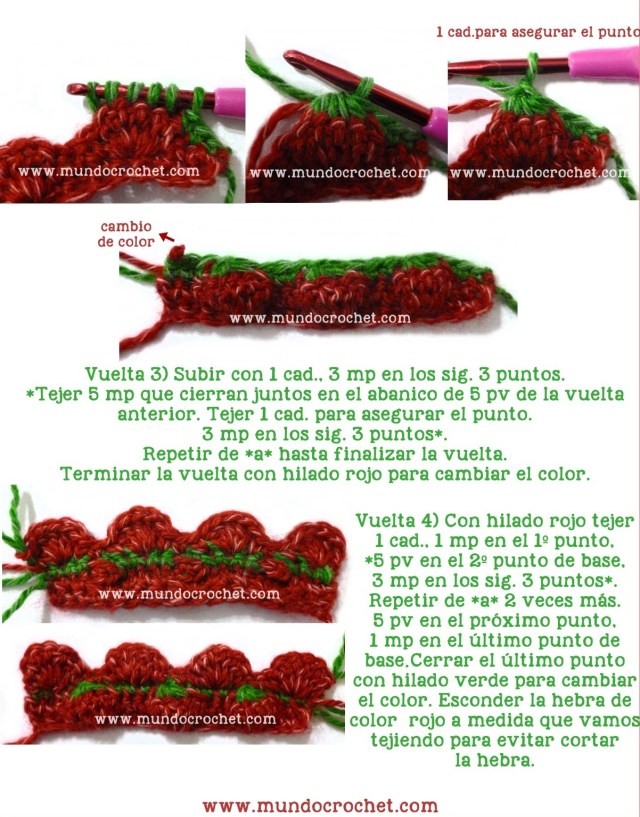 Punto frutilla o strawberry stitch a crochet o ganchillo paso a paso02