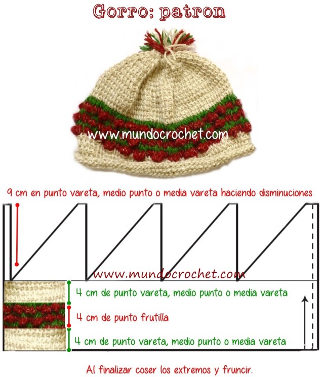 Patron gorro y bufanda en crochet tunesino punto frutilla como tejerlas en crochet o ganchillo tradicional