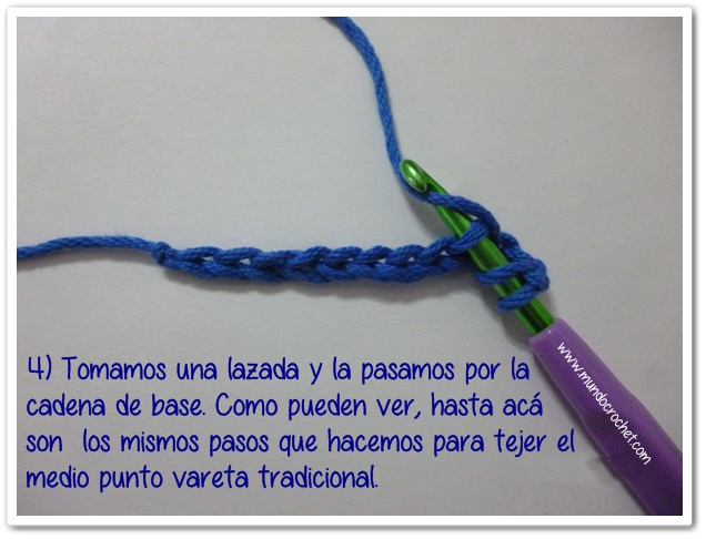 Como tejer el Medio punto vareta y el punto vareta inclinados o en espiga a crochet o ganchillo-herringbone half double crochet