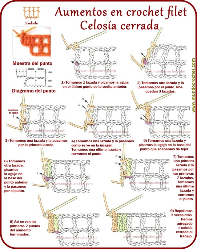 Aumentos en crochet filet celosia cerrada